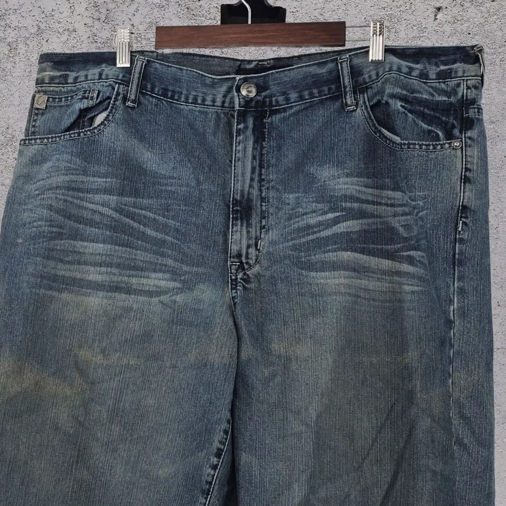 Ecko Unltd Embroidered Jean Shorts Size 40‎ Baggy Blue Jorts Wide Leg Skate Y2K